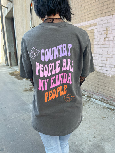 Country People Tee- Charcoal