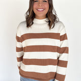 Contrasting Stripe Sweater- Camel