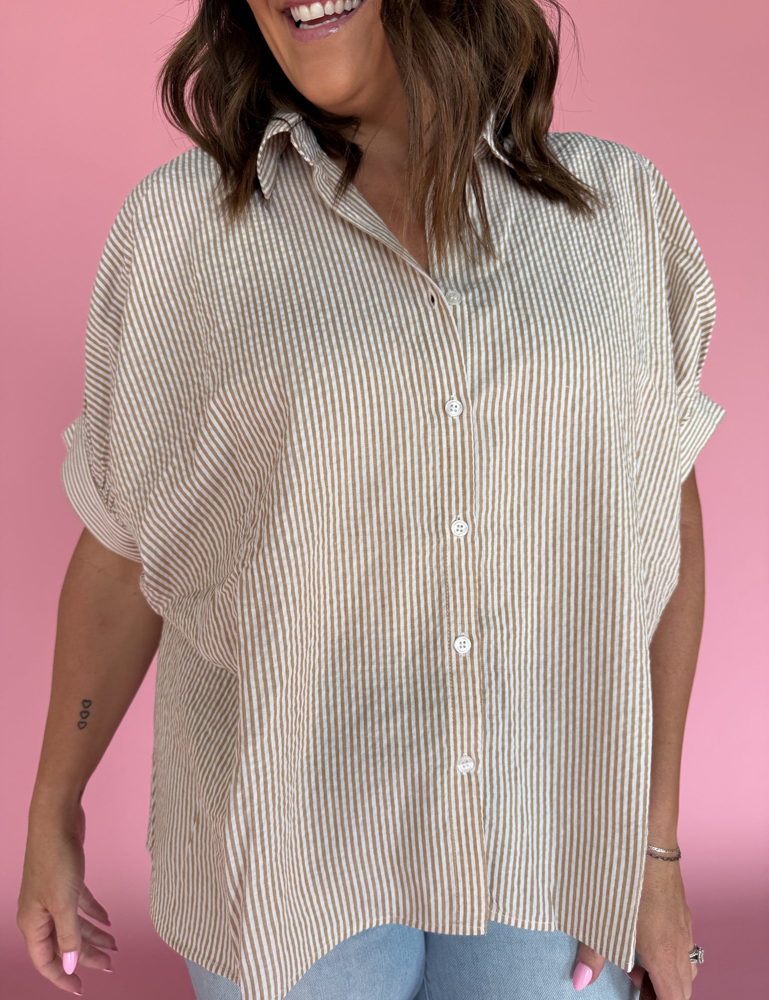 Striped Dolman Sleeve Top- Chocolate - Ana Patricia Boutique