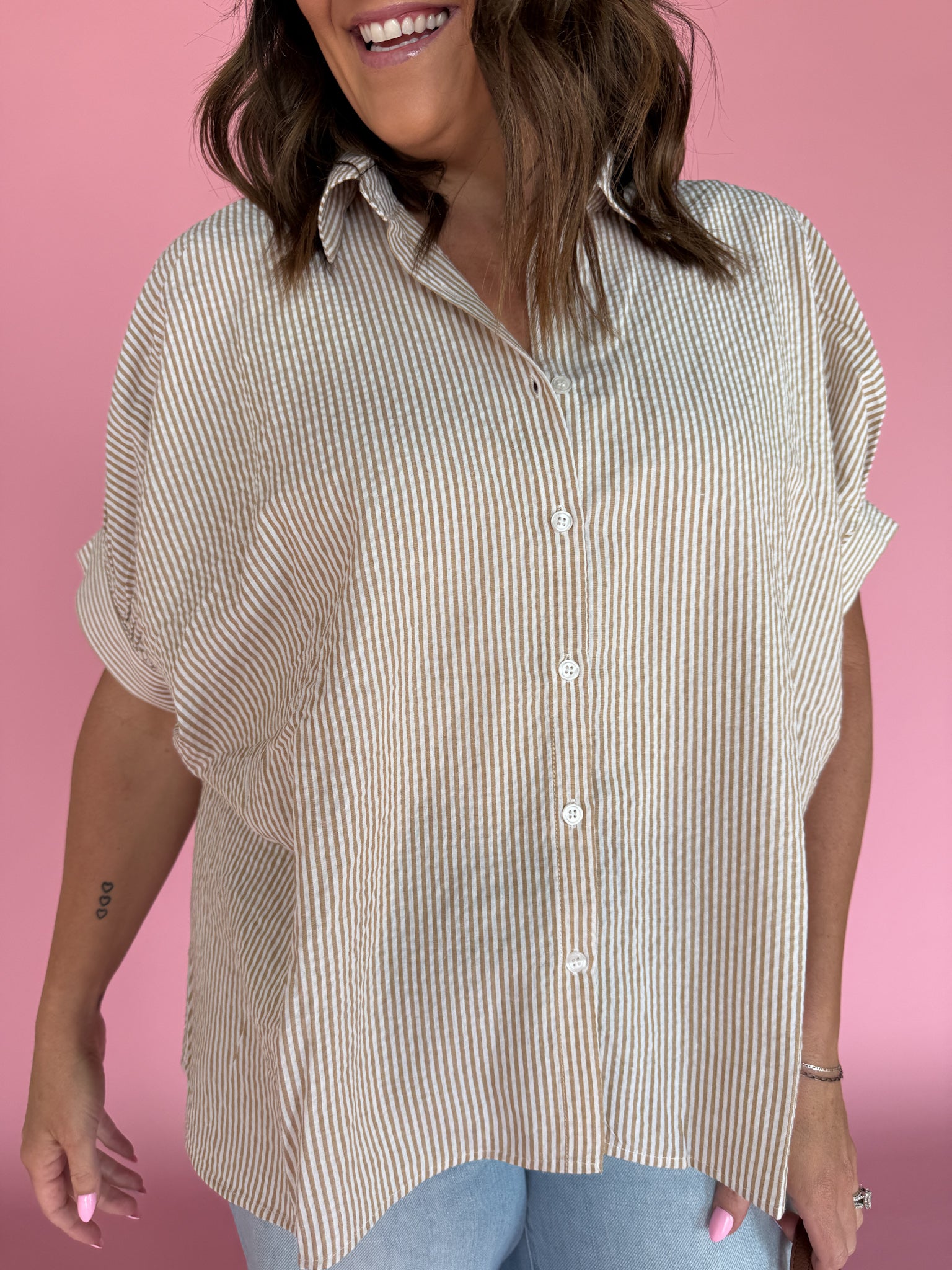 Striped Dolman Sleeve Top- Chocolate - Ana Patricia Boutique