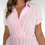 Cut Out Side Maxi Shirtdress- Pink - Ana Patricia Boutique