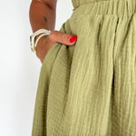 Cut Out Waist Midi Dress- Olive - Ana Patricia Boutique
