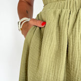 Cut Out Waist Midi Dress- Olive - Ana Patricia Boutique