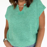 The Lucy V Neck Short Sleeve Top- Mint