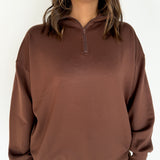 Scuba Half Zip Pullover- Brown