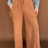 Mineral Wash Terry Pants-Coffee - Ana Patricia Boutique