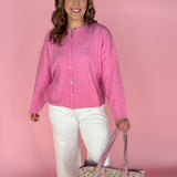 Button Up Cardigan- Pink - Ana Patricia Boutique