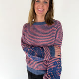 Striped Embroidered Sweater- Pink/Navy