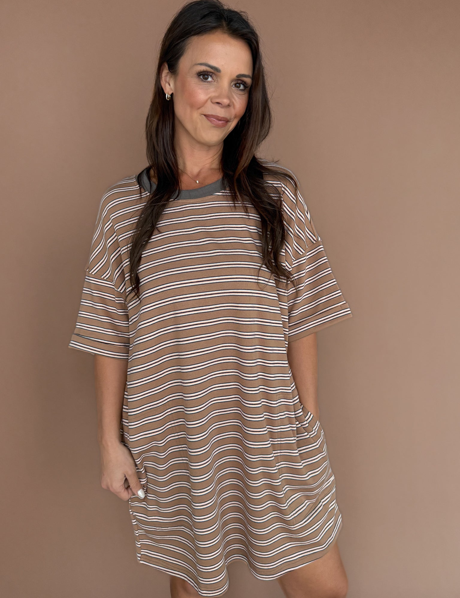 Stripe Knit Pullover Big Top Dress - Ana Patricia Boutique