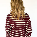 Collared Button Down Sweater- Wine/Ivory