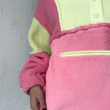 Fleece Pullover Jacket- Neon Pink/Lime