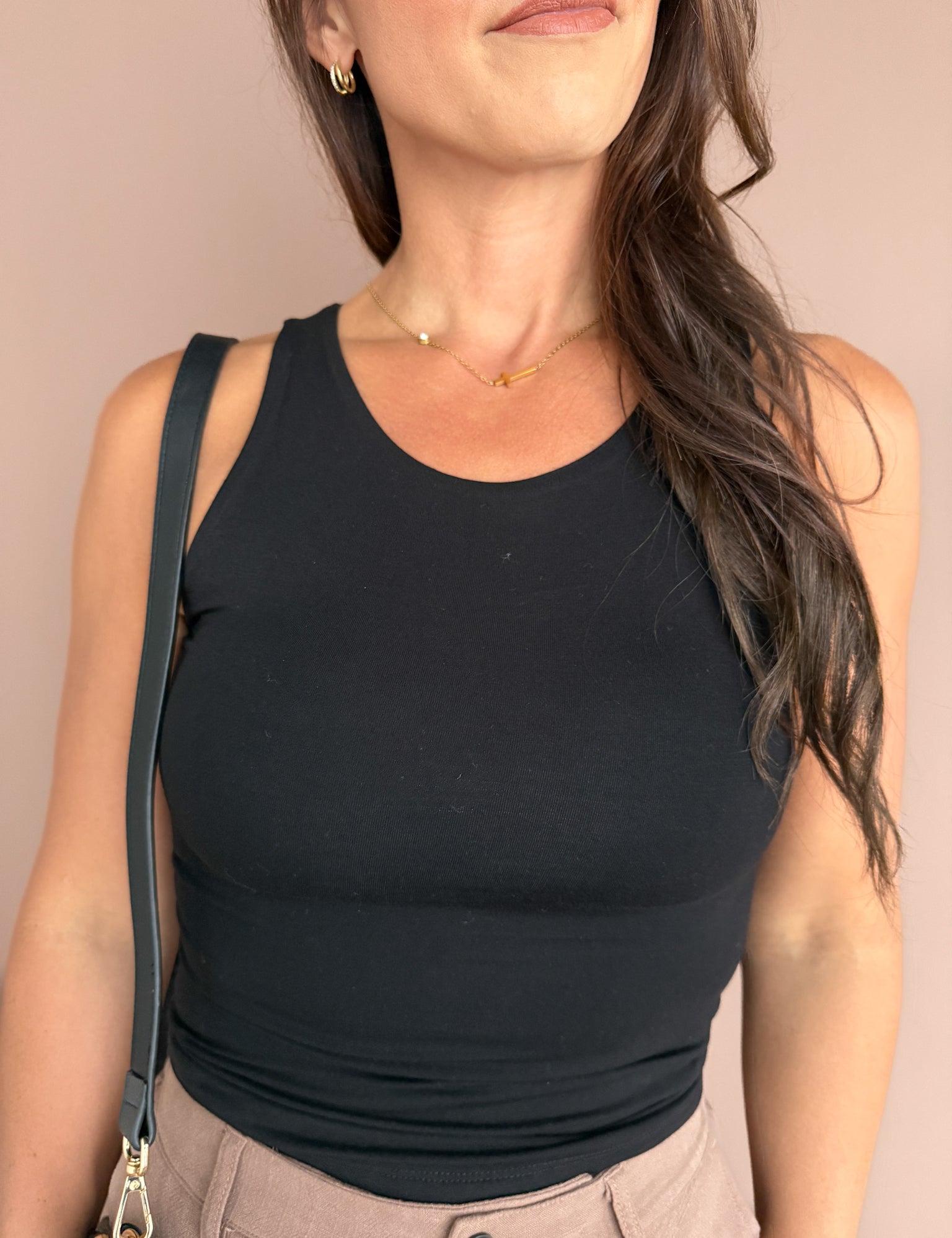 Soft Core Round Neck Tank- Black - Ana Patricia Boutique