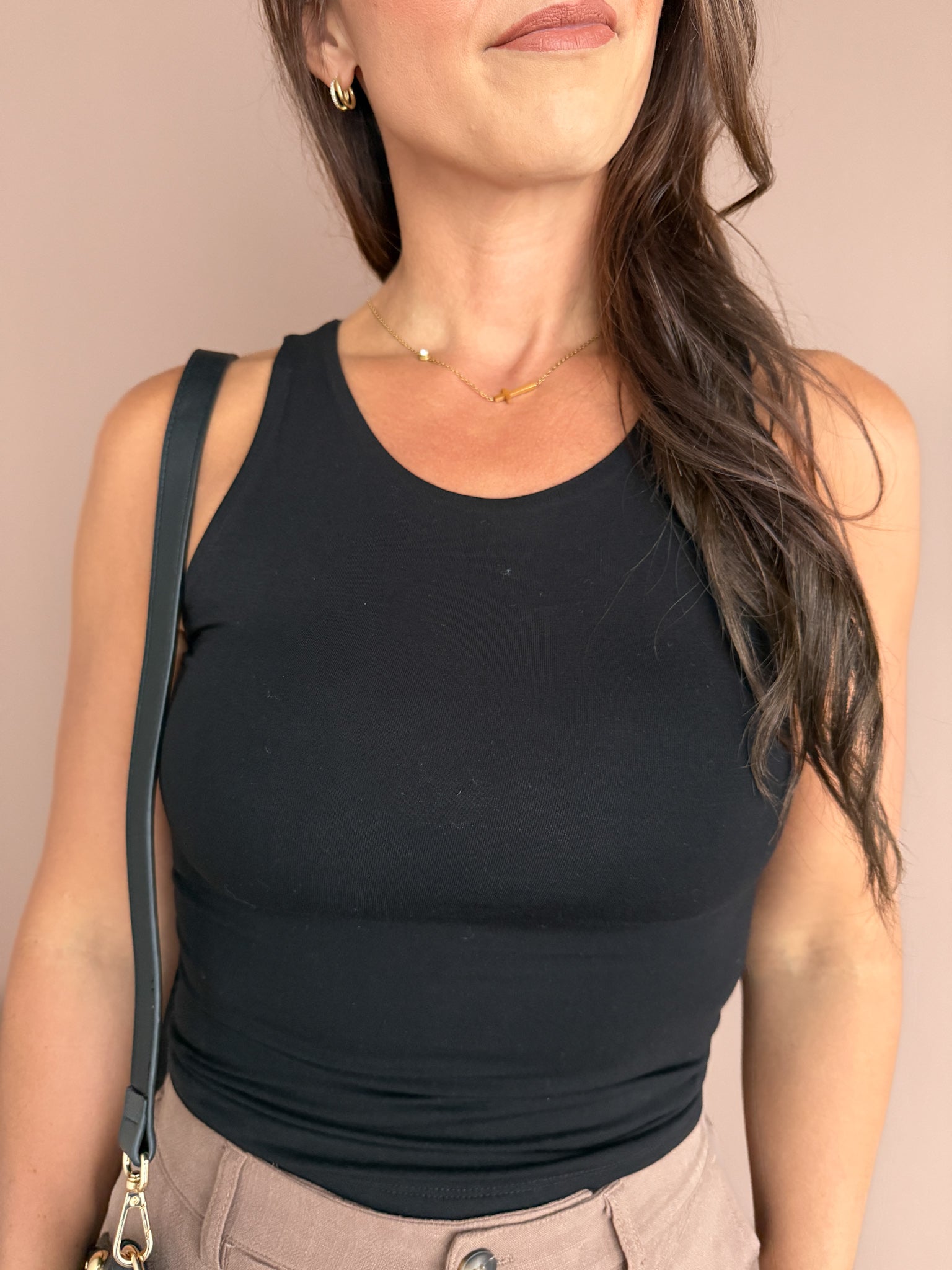 Soft Core Round Neck Tank- Black - Ana Patricia Boutique
