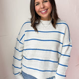 Blue Striped Sweater- Ivory