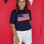 American Flag Knit Top- Navy - Ana Patricia Boutique