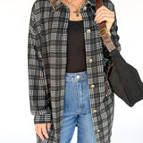 Plaid Brushed Jacket-Black/White