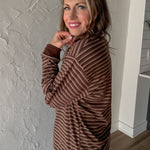 Striped Crewneck Top- Brown - Ana Patricia Boutique