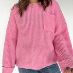 Oversized Front Pocket Sweater- Pink - Ana Patricia Boutique