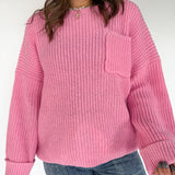 Oversized Front Pocket Sweater- Pink - Ana Patricia Boutique