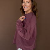 Classic Oversized Long Sleeve Top-Rosewood