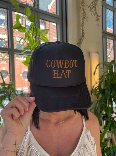 Cowboy Hat Trucker Hat- Black