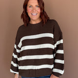 Striped Oversized Sweater- Brown