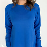 Luxe Ribbed Raglan Top-Blue