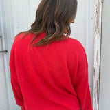 Ribbed Nebraska Pullover- Red