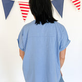 USA Patchwork Top- Denim/Red