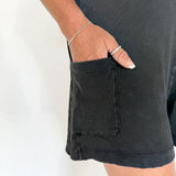 V Back Romper- Black - Ana Patricia Boutique
