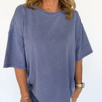 Mineral Wash Oversized Tee-Indigo Blue - Ana Patricia Boutique