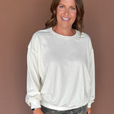 Mineral Wash Crewneck- Cream