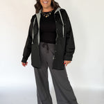 Denim Hoodie Jacket- Black - Ana Patricia Boutique