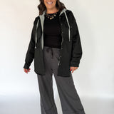 Denim Hoodie Jacket- Black - Ana Patricia Boutique
