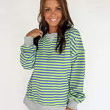 Stripe Comfy Pullover-Green/Blue