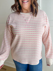 Little Stripes Top-L. Pink