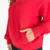 Scuba Piping Quarter Zip- Red/Cream