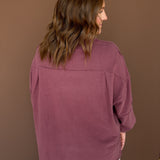 Classic Oversized Long Sleeve Top-Rosewood