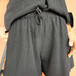 Linen Top & Shorts Set- Black - Ana Patricia Boutique