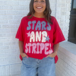 Stars & Stripes Patchwork Top- Red - Ana Patricia Boutique