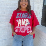 Stars & Stripes Patchwork Top- Red - Ana Patricia Boutique