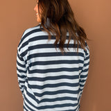 Stripe Rugby Polo Top-Blue