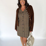 Button Down Plaid Dress- Brown - Ana Patricia Boutique
