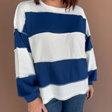 Colorblock Long Sleeve Top- Navy