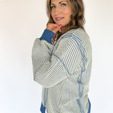 Oversized Waffleknit Pullover- Navy - Ana Patricia Boutique