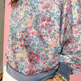 Two Tone Texture Floral Top- Blue