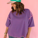 Oversized Stripe Tee- Pink/Blue - Ana Patricia Boutique