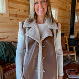 Faux Leather Vest- Brown