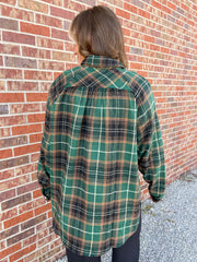 The Katie Plaid Button Up- Green