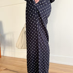 Polka Dot Wide Leg Pants- Navy - Ana Patricia Boutique